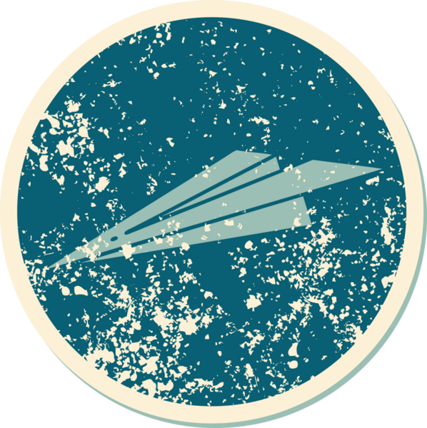 Bir insan tarafından çizilmiş kağıttan bir uçağın sembolik dövmesi.