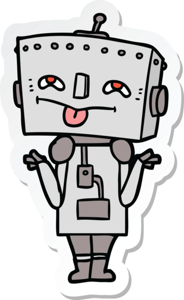 Bir insan tarafından çizilmiş robot karikatür çıkartması.