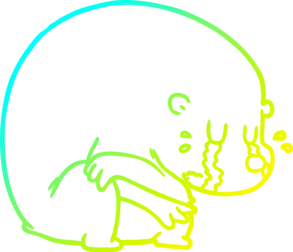 Bir insan tarafından çizilmiş ağlayan çizgi film ayısının soğuk gradyan çizgisi.