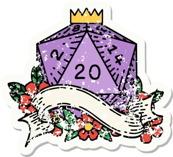 Bir insan tarafından çizilmiş 20 D20 zarının grunge çıkartması.