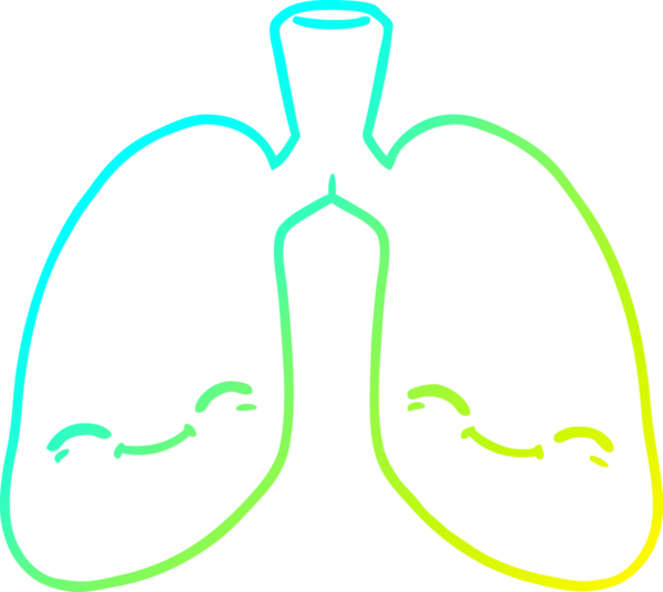 Bir insanın çizdiği karikatür akciğerlerinin soğuk gradyan çizgisi.
