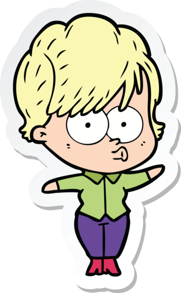 Bir insan tarafından çizilmiş bir karikatür kadının çıkartması.