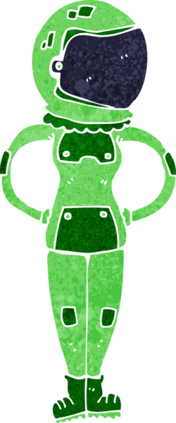 Bir insan tarafından çizilmiş bir kadın astronot.