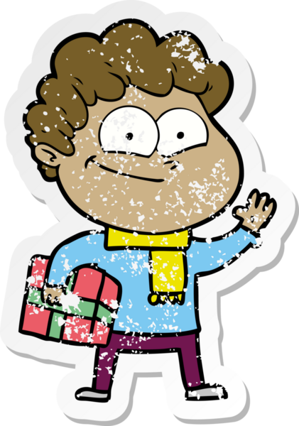 Bir insan tarafından çizilmiş mutlu bir adamın sıkıntılı çıkartması.