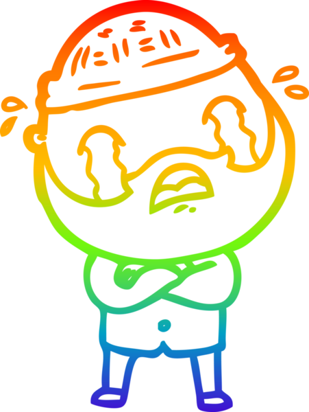 Bir insan tarafından çizilmiş ağlayan sakallı bir adamın çizimi.