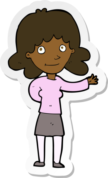 Bir insan tarafından çizilmiş, karikatür dostu bir kadının çıkartması.