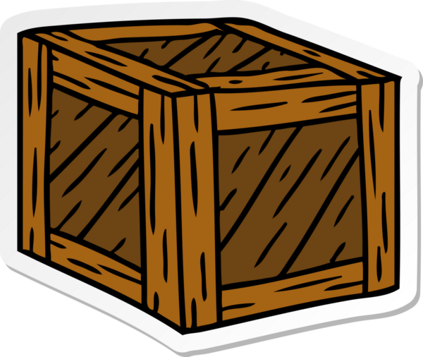 Bir insan tarafından çizilmiş ahşap bir sandığın el yazısı karikatürü.