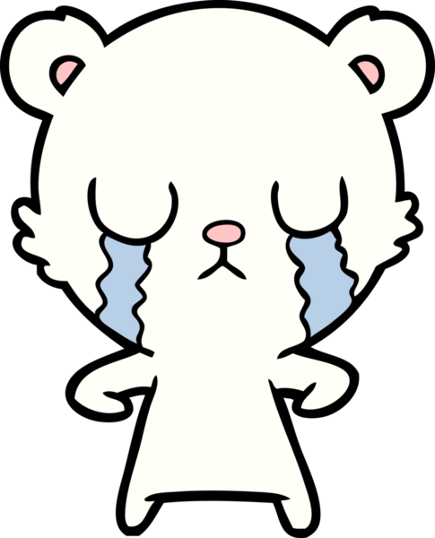 Bir insan tarafından çizilmiş üzgün küçük kutup ayısı çizgi filmi.