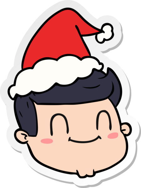 Bir insan tarafından çizilmiş Noel Baba şapkası takan bir erkeğin el yazısı.