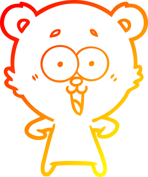 Bir insan tarafından çizilmiş gülen oyuncak ayının sıcak çizgi çizimi.