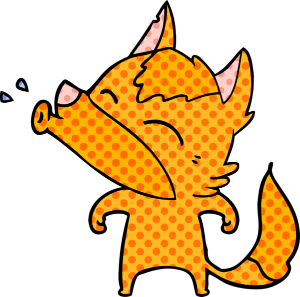 Bir insan tarafından çizilmiş tilki çizgi film karakteri