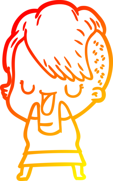 Hipster saç kesimi bir insan tarafından çizilmiş güzel bir çizgi film kızı çizimi.