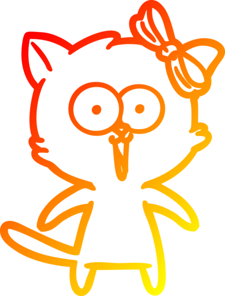 Bir insan tarafından çizilmiş çizgi film kedisinin sıcak çizgi çizimi