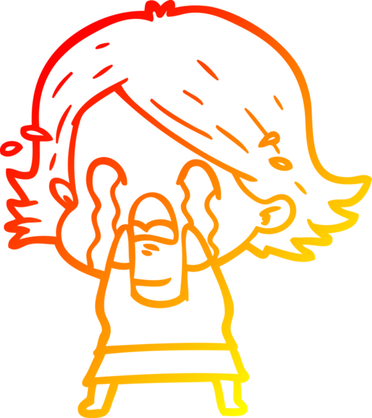 Bir insan tarafından çizilmiş, ağlayan bir çizgi kadın çizimi.