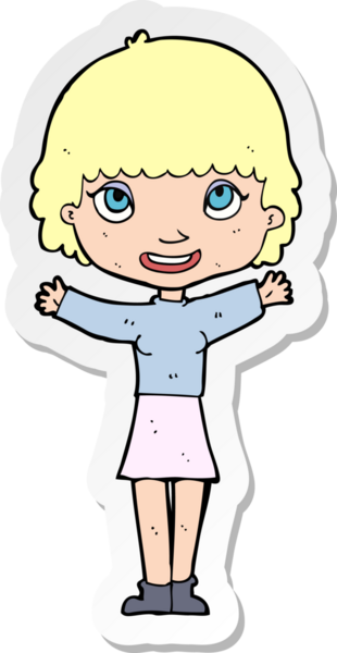 Bir insan tarafından çizilmiş bir karikatür kadının çıkartması.