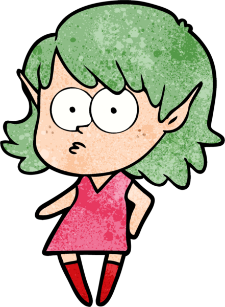 Bir insan tarafından çizilmiş çizgi film elf kızı.