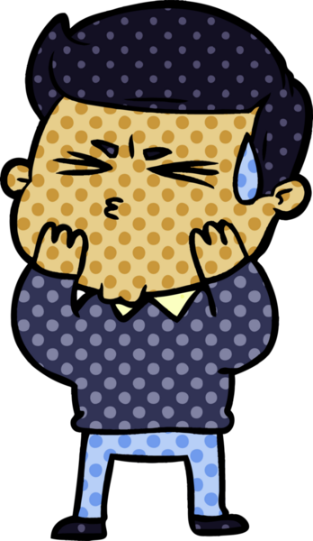 Bir insan tarafından çizilmiş terleyen çizgi film adamı.