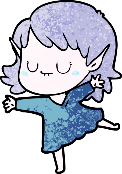 Bir insan tarafından çizilmiş mutlu elf kızı.