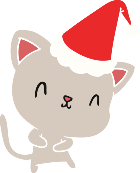 Bir insan tarafından çizilmiş kawaii kedisinin el çizimi karikatürü.