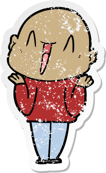 Bir insan tarafından çizilmiş mutlu, kel bir adamın sıkıntılı çıkartması.