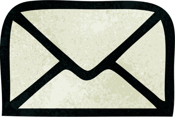 Bir insan tarafından çizilmiş kağıt zarfın retro grunge desen karikatürü.