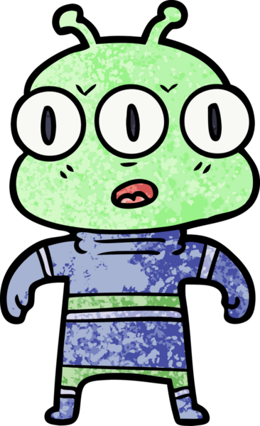 Bir insan tarafından çizilmiş üç gözlü uzaylı çizgi filmi.