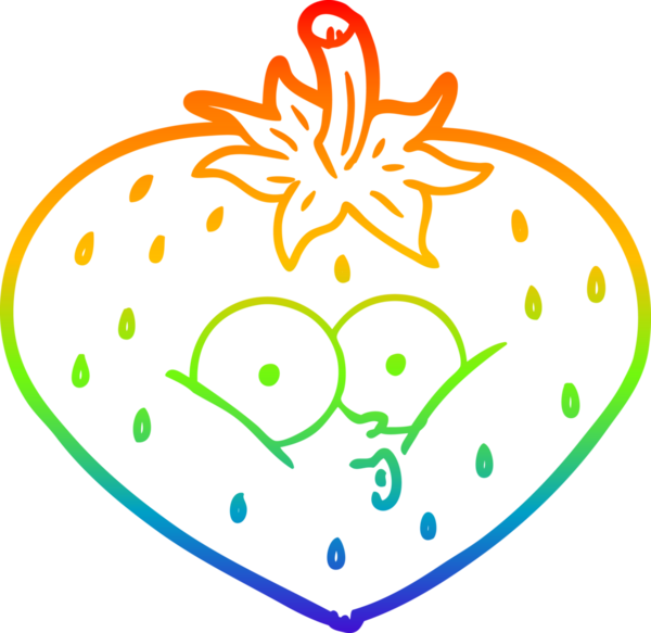 Bir insan tarafından çizilmiş bir çilek karikatürü gradyan çizimi