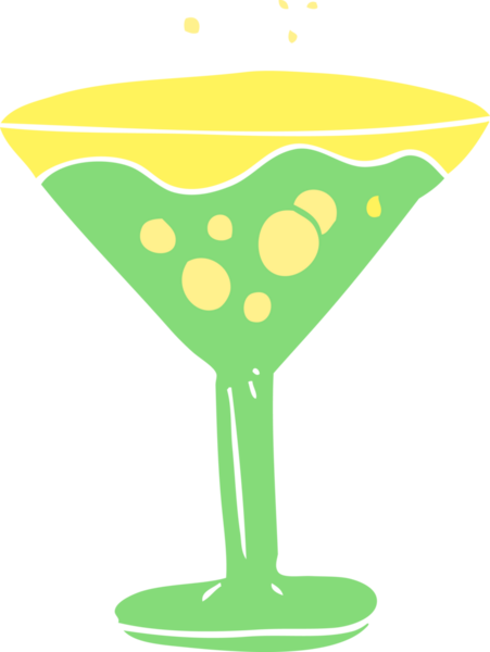 Bir insan tarafından çizilmiş bir kokteylin düz renk çizimi