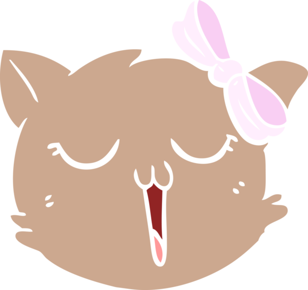 Bir insan tarafından çizilmiş düz renkli çizgi film kedi yüzü