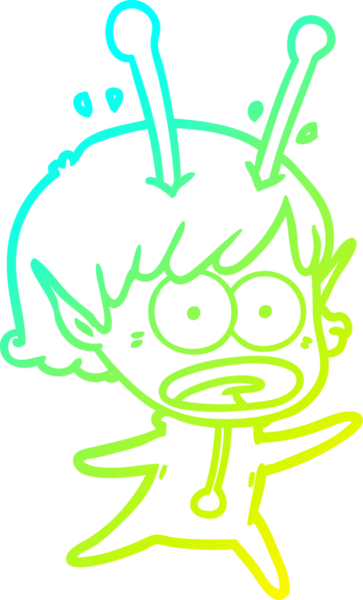 Bir çizgi film karakteri, bir insan tarafından çizilmiş soğuk gradyan çizimi.