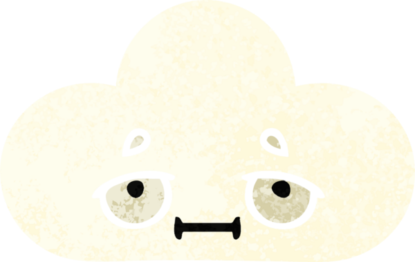 Bir insan tarafından çizilmiş beyaz bir bulutun retro çizim tarzı karikatürü