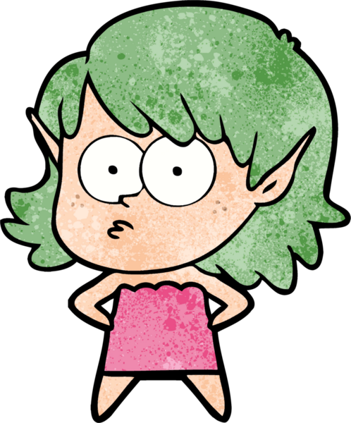 Bir insan tarafından çizilmiş çizgi film elf kızı.