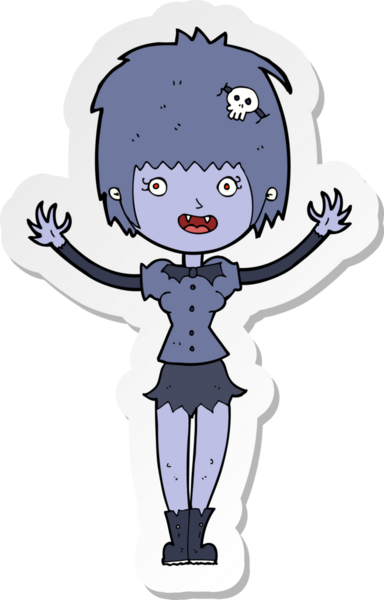 Bir insan tarafından çizilmiş vampir bir kızın çıkartması.