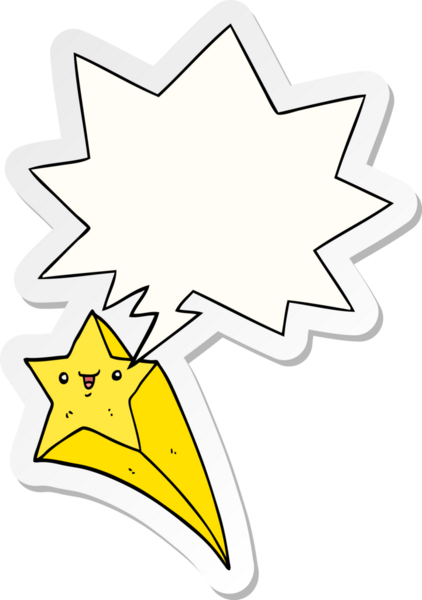 Bir insan tarafından çizilmiş konuşma kabarcığı çıkartmalı çizgi film yıldızı.