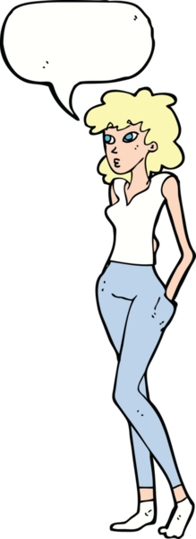 Bir insan tarafından çizilmiş konuşma balonu olan güzel bir kadın.