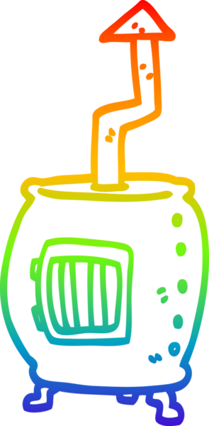 Gökkuşağı gradyan çizgi çizimi bir insan tarafından çizilmiş göbekli bir tencere.