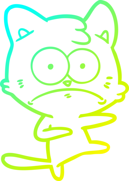 İnsan tarafından çizilmiş bir çizgi film çizimi. Sinirli bir kedi.