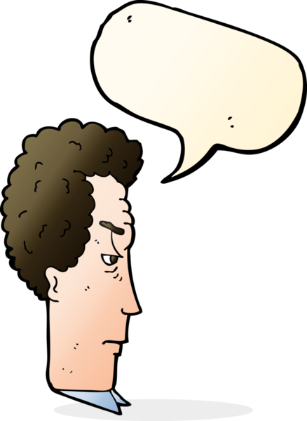 Bir insan tarafından çizilmiş konuşma baloncuğuyla rahatsız bir adam.