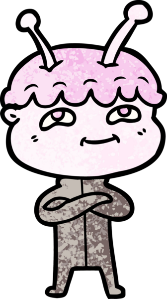 Bir insan tarafından çizilmiş dost canlısı çizgi film uzay adamı.