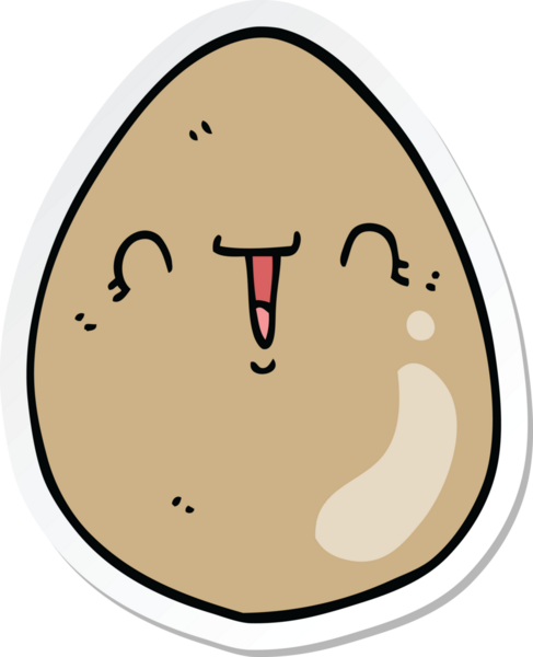 Bir insan tarafından çizilmiş karikatür yumurtasının etiketi.