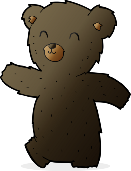 Bir insan tarafından çizilmiş sevimli çizgi film kara ayısı.