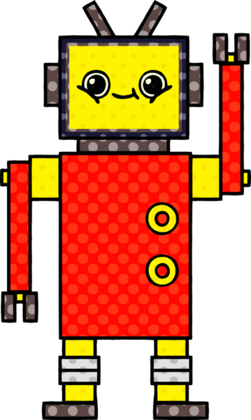 bir insan tarafından çizilmiş bir robotun çizgi roman tarzı