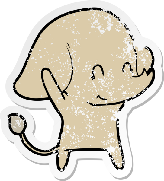 Bir insan tarafından çizilmiş şirin bir filin sıkıntılı çıkartması