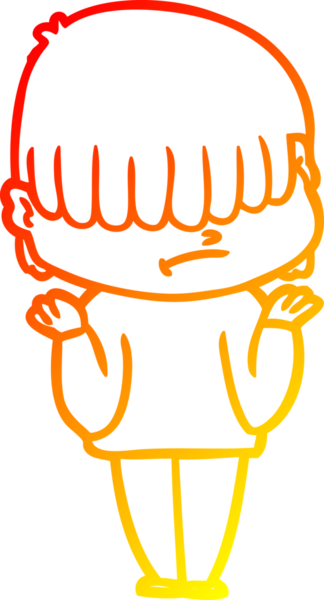 Bir insan tarafından çizilmiş dağınık saçlı bir çizgi film çocuğunun sıcak çizgi çizimi.