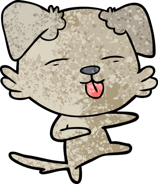 Bir insan tarafından çizilmiş çizgi köpek dansı.