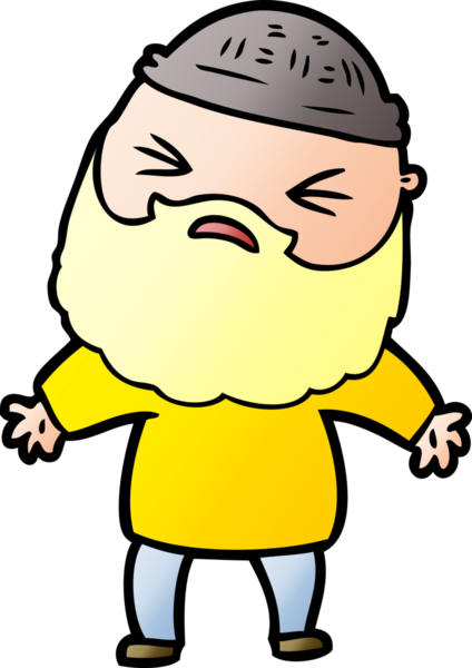 Bir insan tarafından çizilmiş sakallı bir çizgi film adamı.