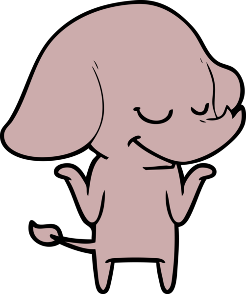 Bir insan tarafından çizilmiş gülümseyen bir fil.