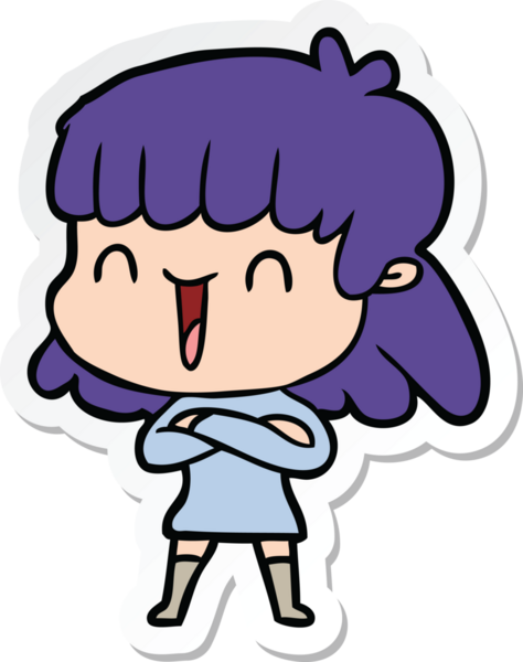 Bir insan tarafından çizilmiş bir karikatür kadının çıkartması.