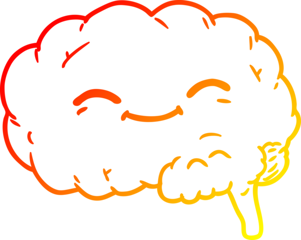 Bir insan tarafından çizilmiş karikatür beyninin sıcak gradyan çizimi