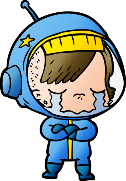 Bir insan tarafından çizilmiş ağlayan astronot kız.